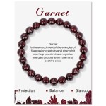 Garnet Gemstone Stretchy 8mm Ball Bracelet With Message Card (55mm)